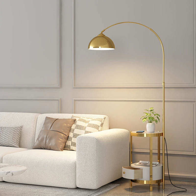 钓鱼落地灯客厅沙发茶几置物架带抽屉北欧极简轻奢卧室床头柜台灯