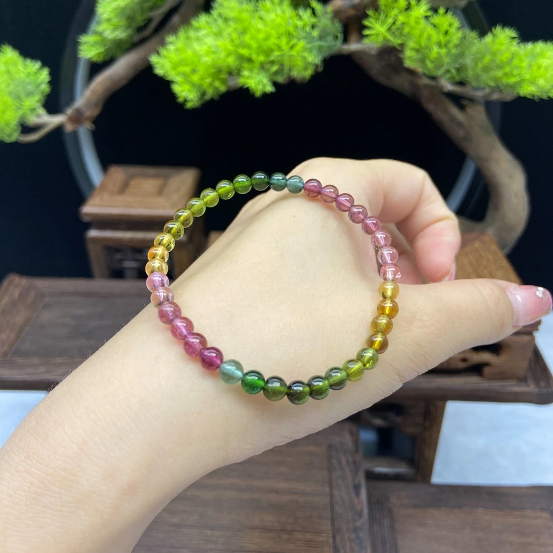 单圈碧玺4MM加小咪数素圈手串BD41259