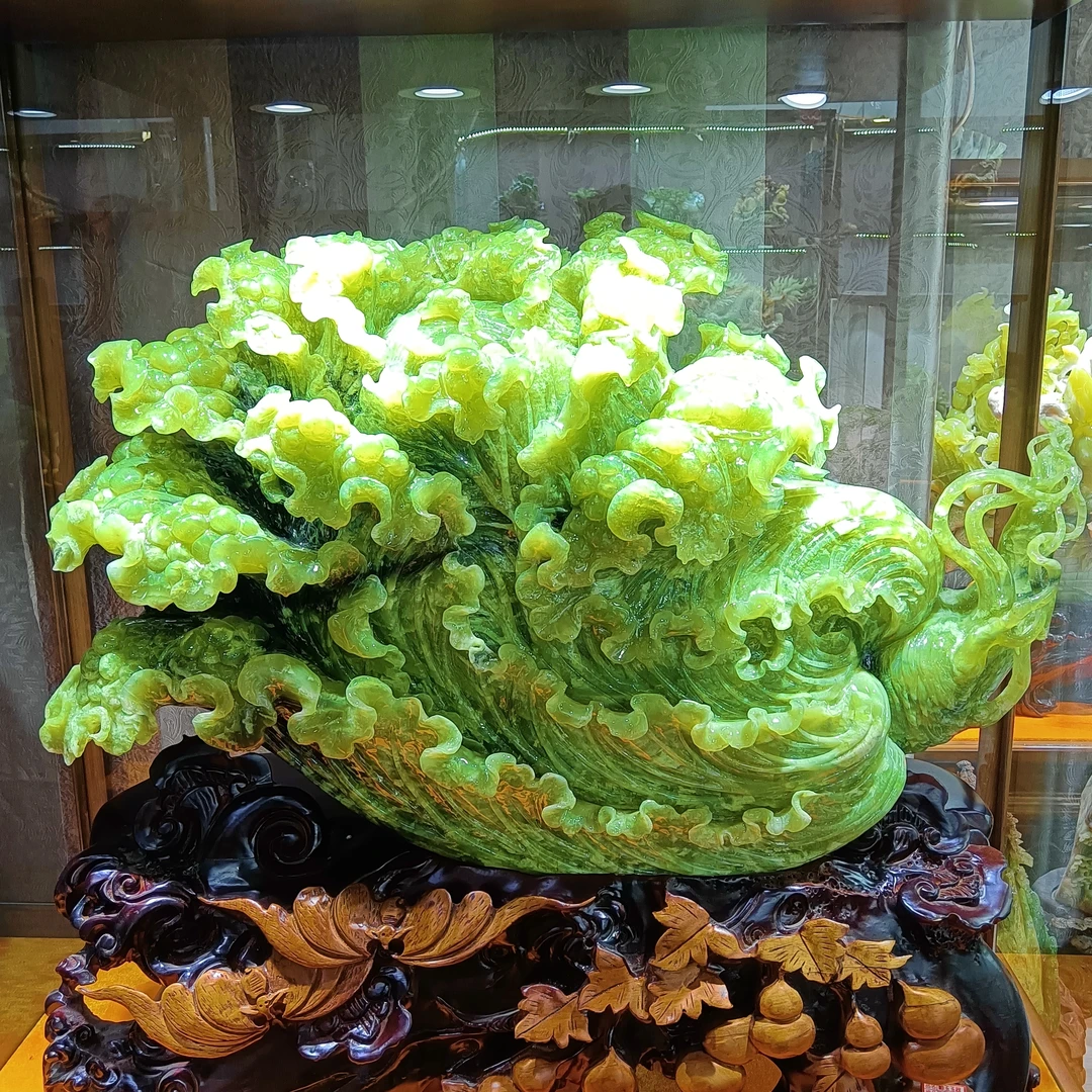 岫玉摆件百财聚来