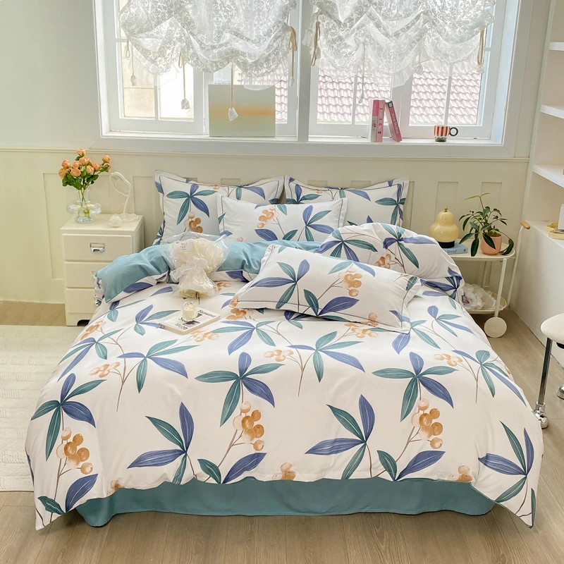 嘉赫斯A类暖绒加厚磨毛印花工艺款四件套简约亲肤小清新斜纹