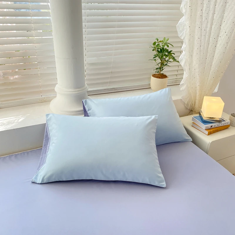 亲肤超柔水洗磨毛双拼枕套一对装2个单枕套(此链接没有被套床单）