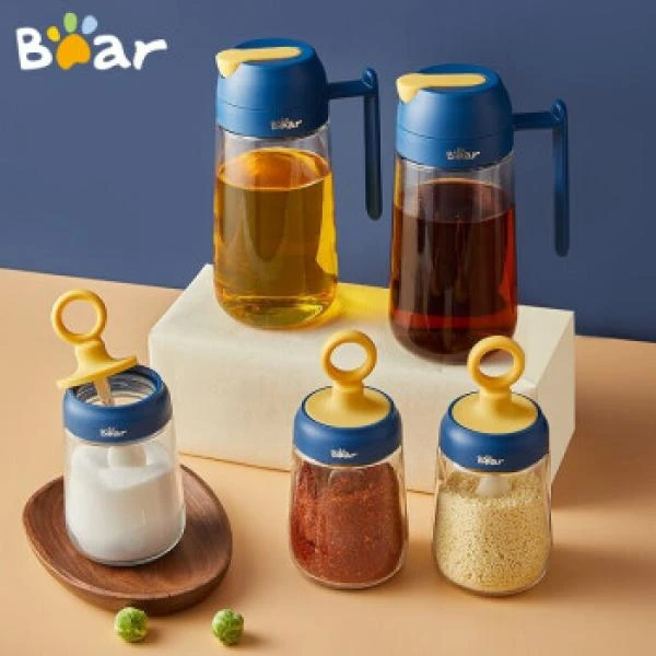 【新疆包邮】小熊油壶调味罐套装自动开合油壶防漏嘴醋瓶调料瓶酱