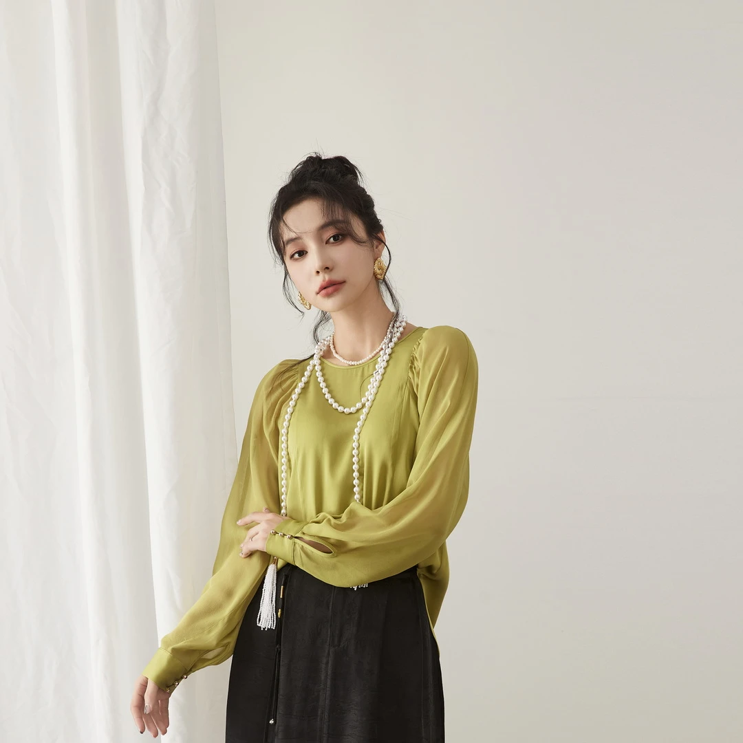 【森哥】桑蚕丝双乔H版型轻奢慵懒亲肤女士上衣|23018