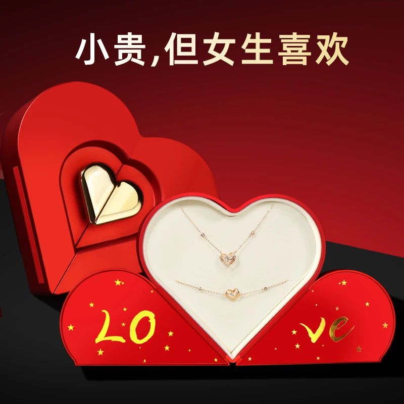 坠链均925银 小众轻奢项链高级生日礼物送女友老婆跳动的心锁骨链