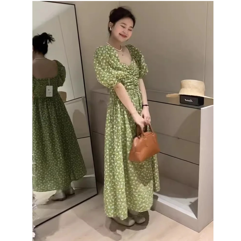 2024夏季新款大码女装胖mm气质温柔风碎花裙茶歇法式显瘦连衣裙女