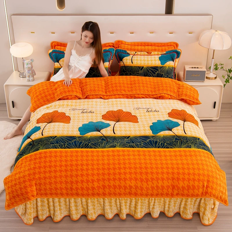 【花下眠】8斤重高克重牛奶绒四件套双面绒加厚加绒防静电