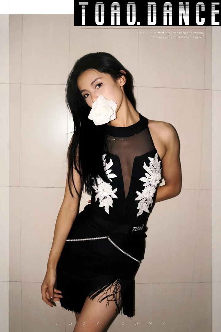 【抖音直播福利】TOAO高级刺绣网纱套装送珍珠链和头花中国风拉丁舞