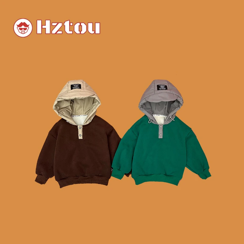 儿童秋冬洋气百搭连帽加绒卫衣HD039