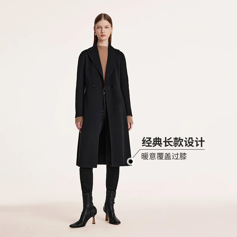 歌莉娅冬季双面呢大衣绵羊毛羊绒大衣1BDL6N1J0复古