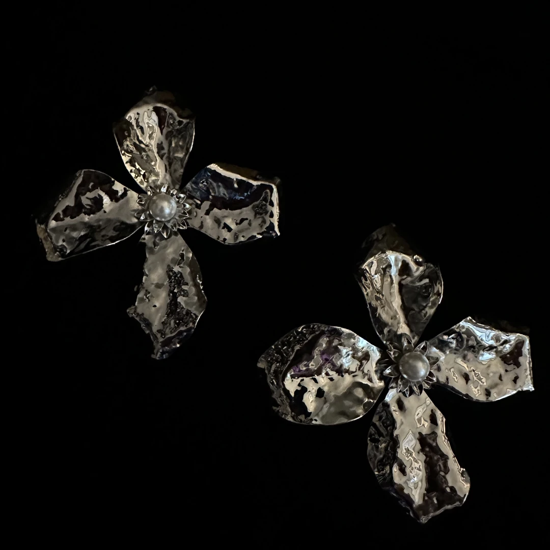 铜合金耳饰 C15【布罗风】手工气质轻奢时尚小众简约个性镶嵌