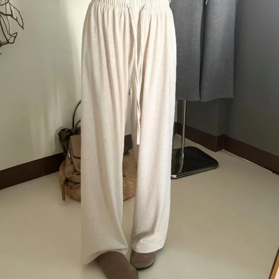 7979k139  秋冬软糯舒适感慵懒风阔腿裤显瘦垂感高腰休闲直筒百搭