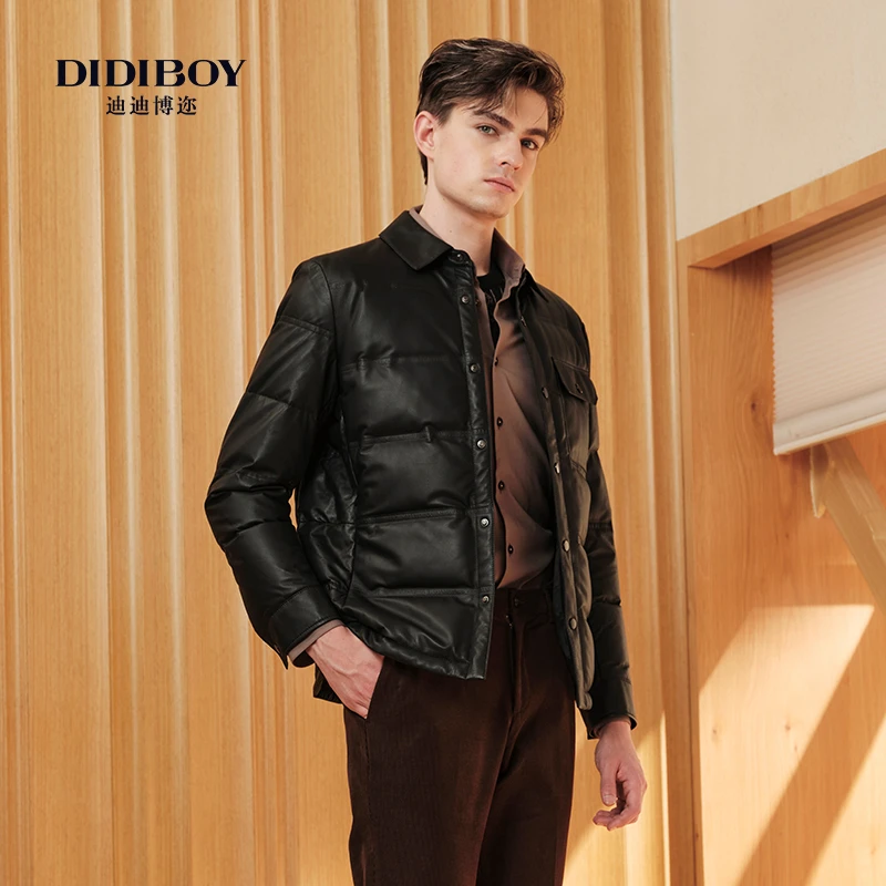 DIDIBOY/迪迪博迩【直播专享】冬季翻领黑短款防风保暖羽绒服外套男