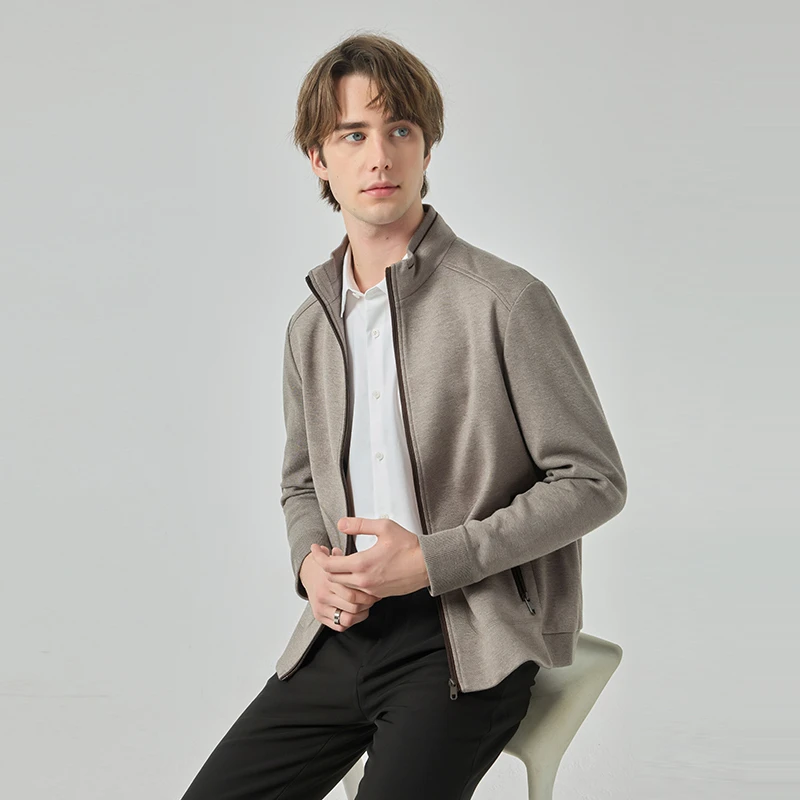 DIDIBOY/迪迪博迩25春秋款澳毛绵羊毛夹克男士立领外套