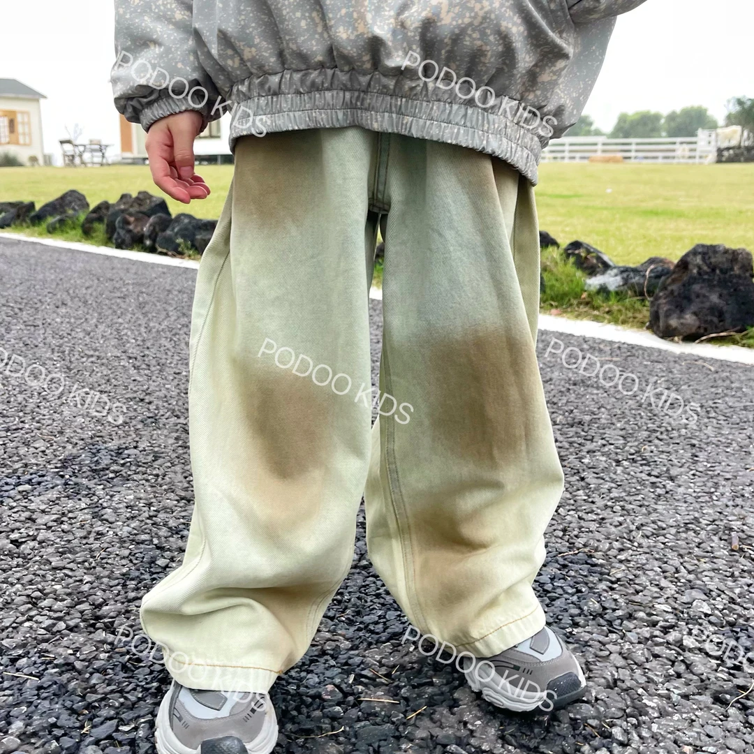 【苔藓绿加绒加厚喷色牛仔裤】又显白又有生命力加绒加厚喷色牛仔裤