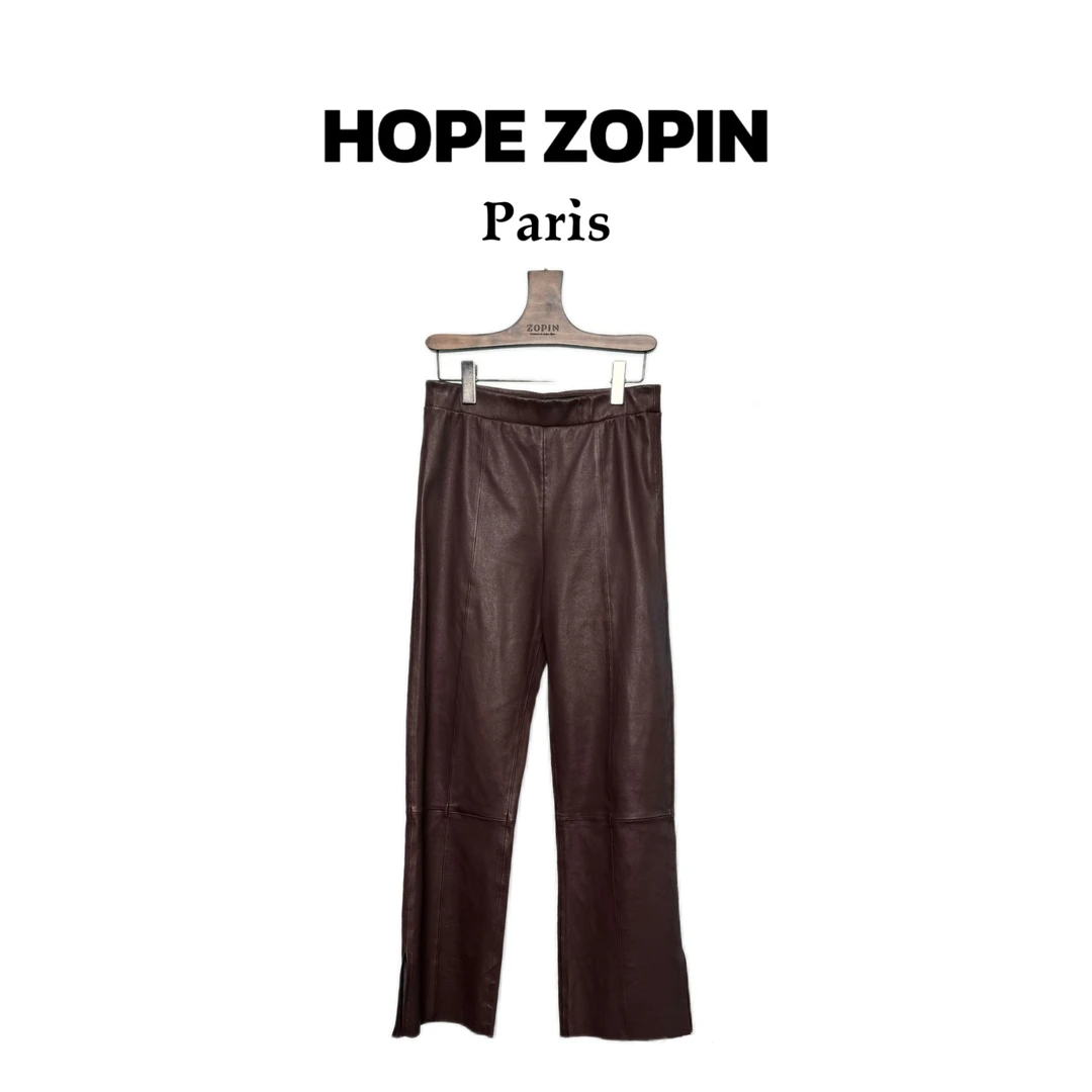 【大G精选】“经典甄选” 法式腔调侧开叉小羊皮皮裤