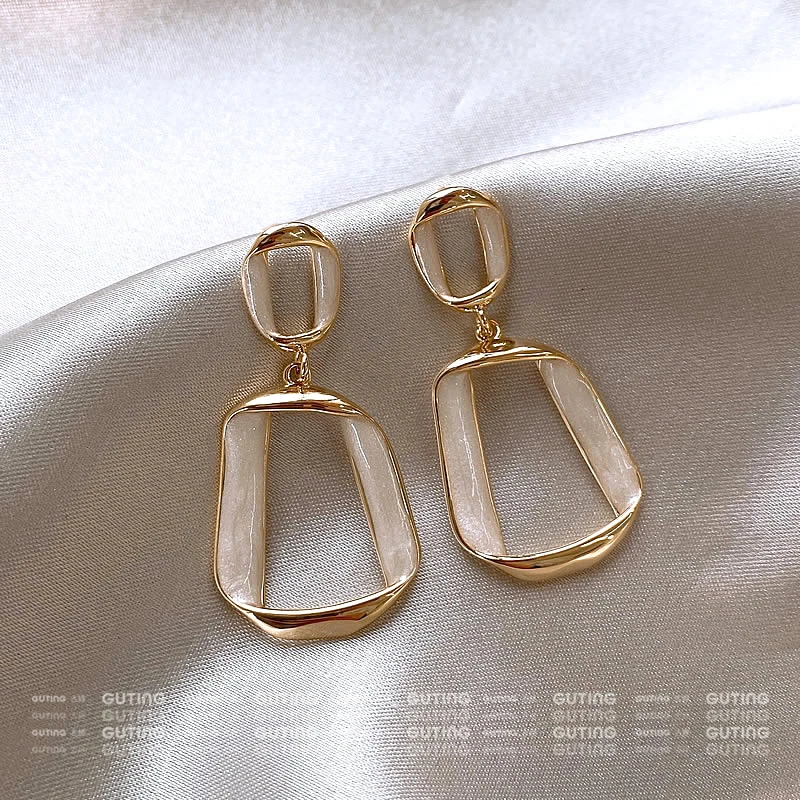 铜合金耳饰 12673方形耳环时尚长款梯形方圆脸耳饰简约瑞丽耳坠