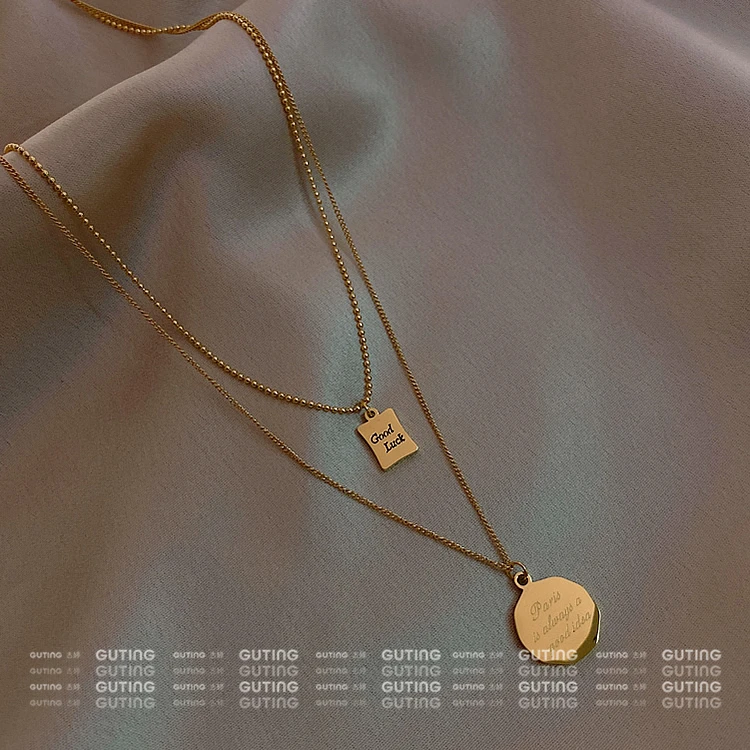 钛钢项链 1363钛钢项链简约气质瑞丽通勤百搭日韩叠戴双层锁骨链