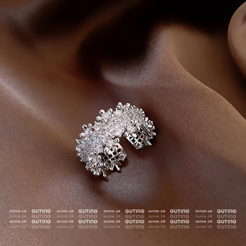 铜合金合成锆石戒指 1749高奢满天星闪锆戒指女食指指环开口戒指