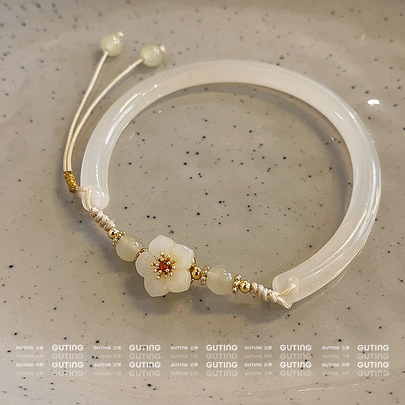 铜合金手镯 1626玉兰花手链古风新中式串珠手饰超仙民族风女手串