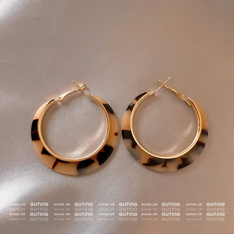 铜合金耳饰 18405美拉德大耳圈女方圆脸耳环女时尚复古圆形耳饰