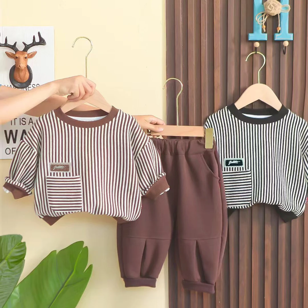 新款星空棉卫衣两件套运动条纹套装春装洋气炸街两件套时尚柔软