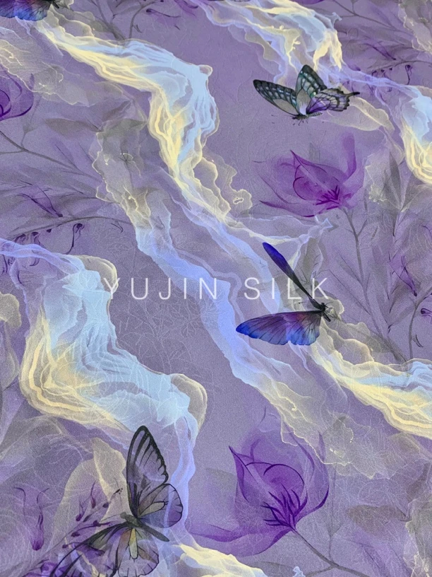 「一江春水」YUJIN SILK 双喷真丝印花桑蚕丝114门幅22姆