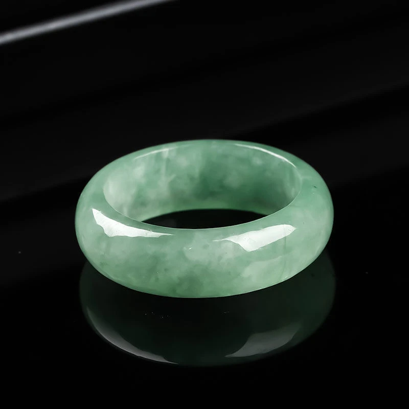 【不是手镯】缅甸翡翠戒指飘花男女款玉石白戒圈尾戒真玉情侣指环