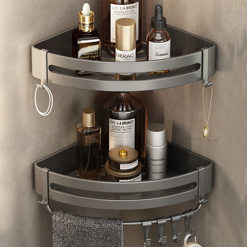 卫生间三角置物架洗漱台洗手间浴室免打孔挂墙架子卫浴收纳壁挂式