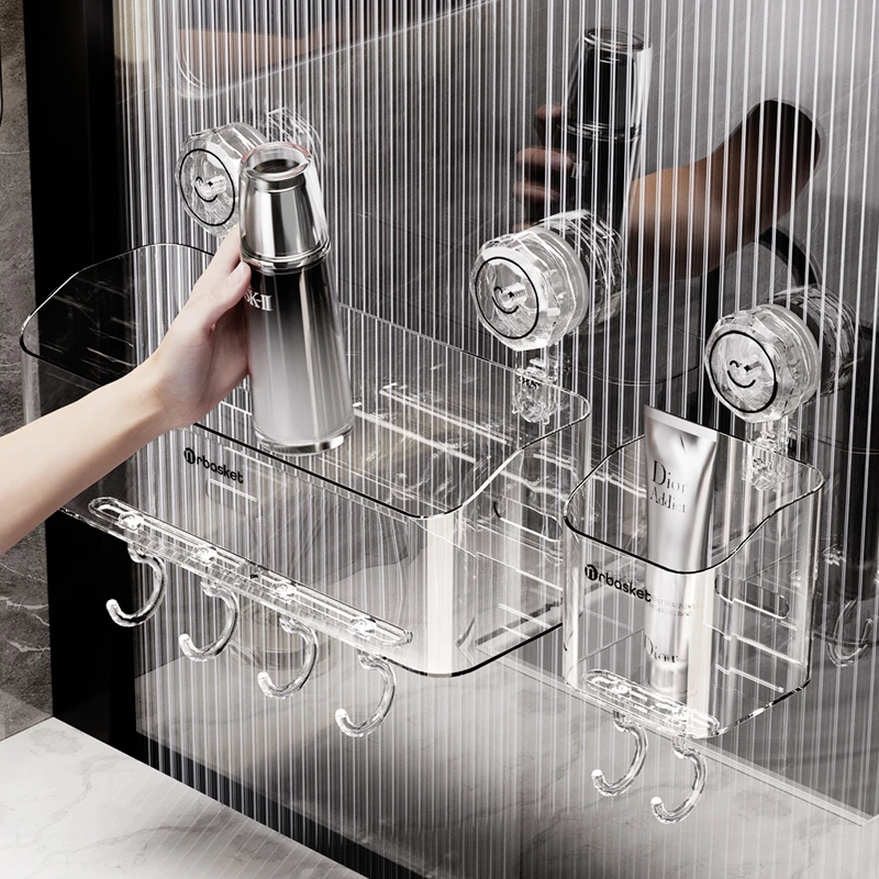 吸盘卫生间置物架洗漱台壁挂式化妆品收纳架洗手间免打孔浴室挂篮