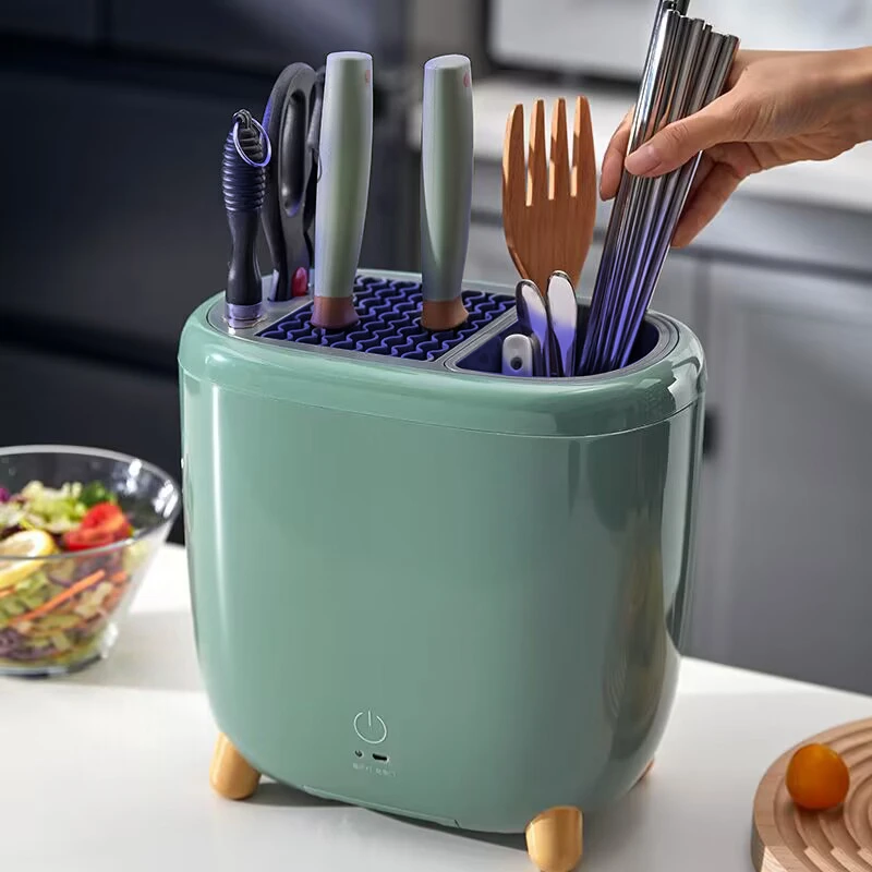 厨房智能消毒刀架筷子置物架刀具菜刀刀座筷笼篓烘干收纳一体家用