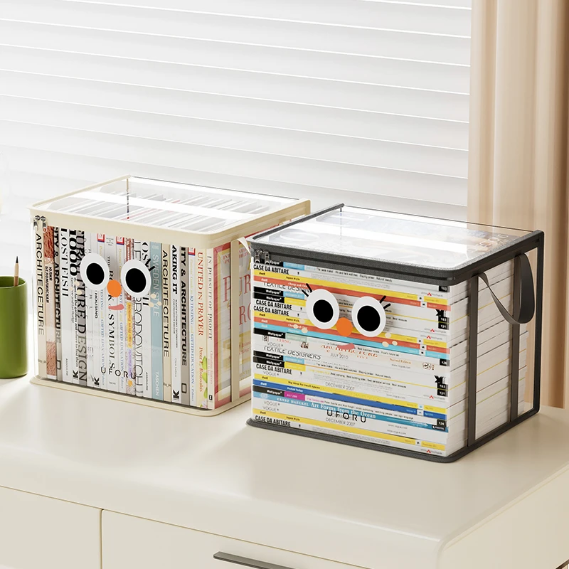 书本收纳箱学生教室家用防尘透明可折叠手提袋桌面旧书籍整理神器