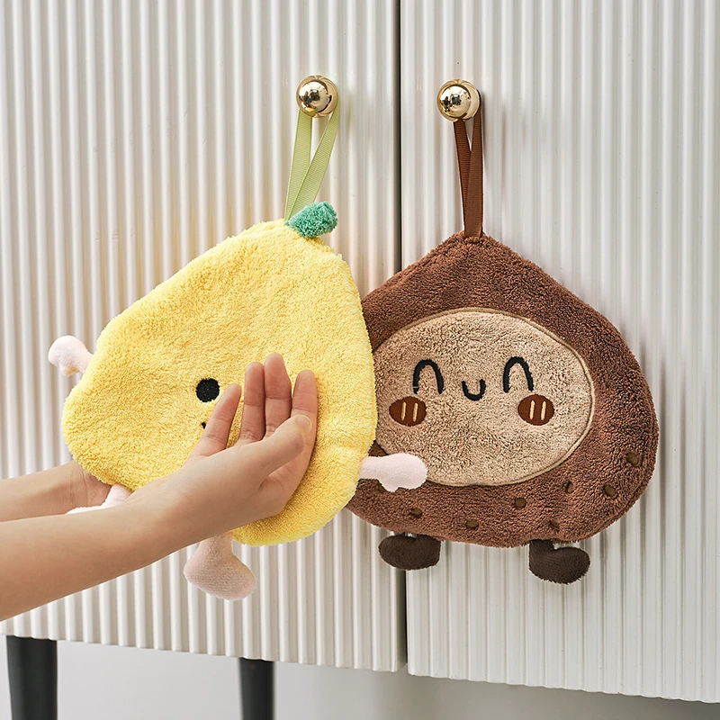 可爱擦手巾可挂式吸水加厚不掉毛小方巾厨房家用速干搽手巾小毛巾