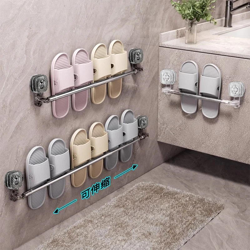浴室吸盘拖鞋架子壁挂式免打孔卫生间置物架拖鞋沥水挂架收纳神器