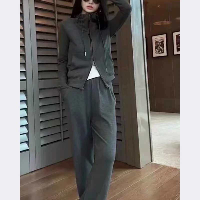 腻软糯感竹纤维纺连帽拉链卫衣+卫裤TZ22495