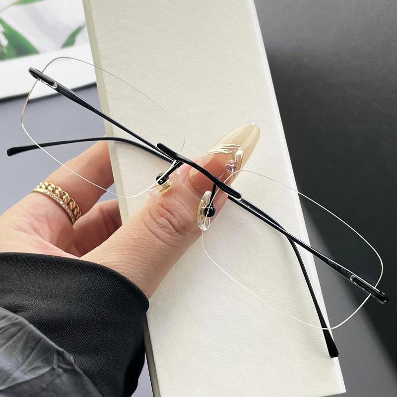 近视眼镜男无边框纯钛超轻变色韩版潮纯欲素颜女网上专业配镜无框