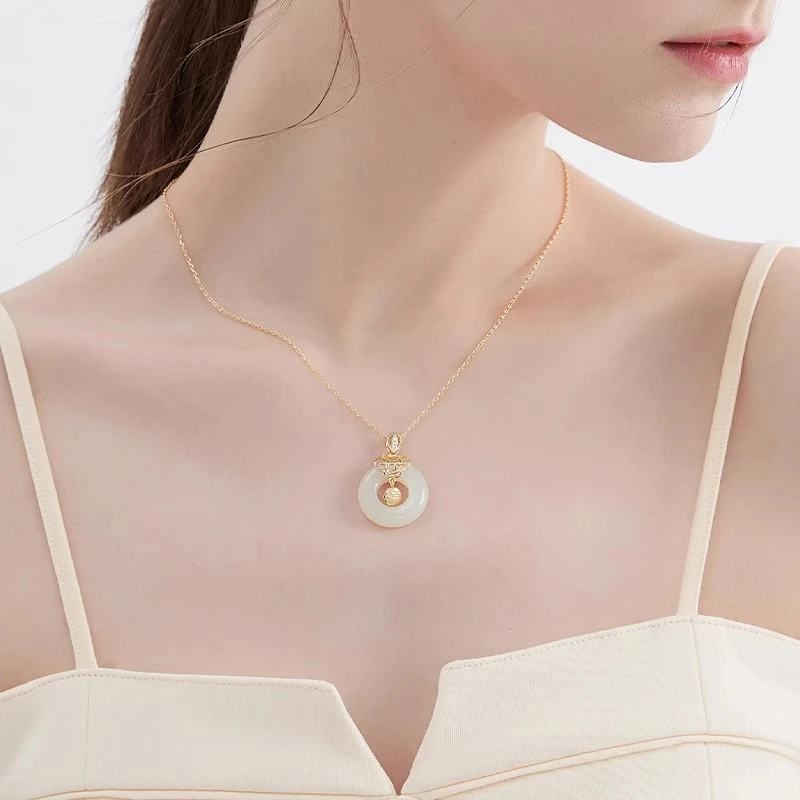 链子925银 福牌平安扣项链女款轻奢时尚精致锁骨链生日圣诞节礼物