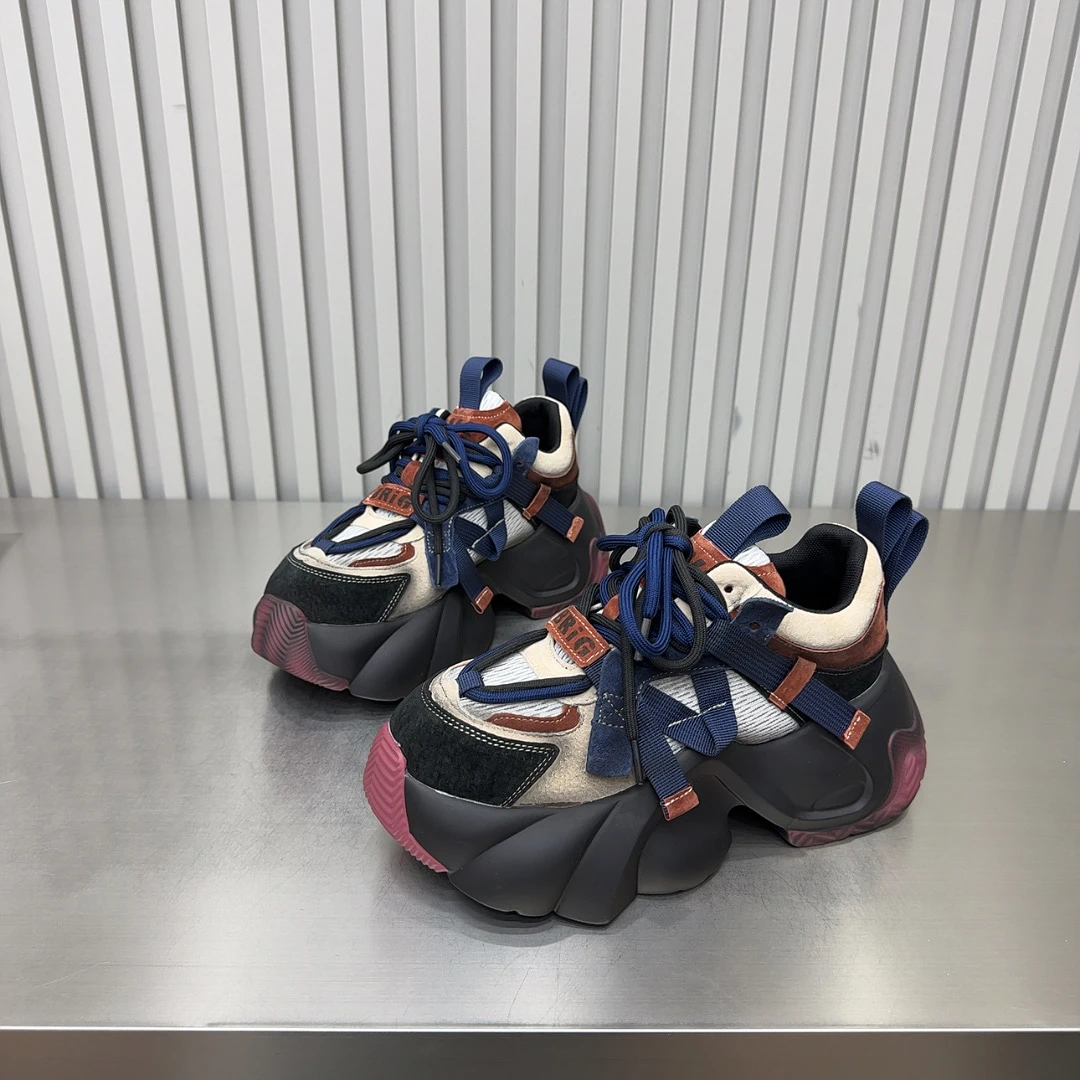 2024四季爆款松糕厚底超火拼色透气潮流休闲运动网红时尚老爹鞋女