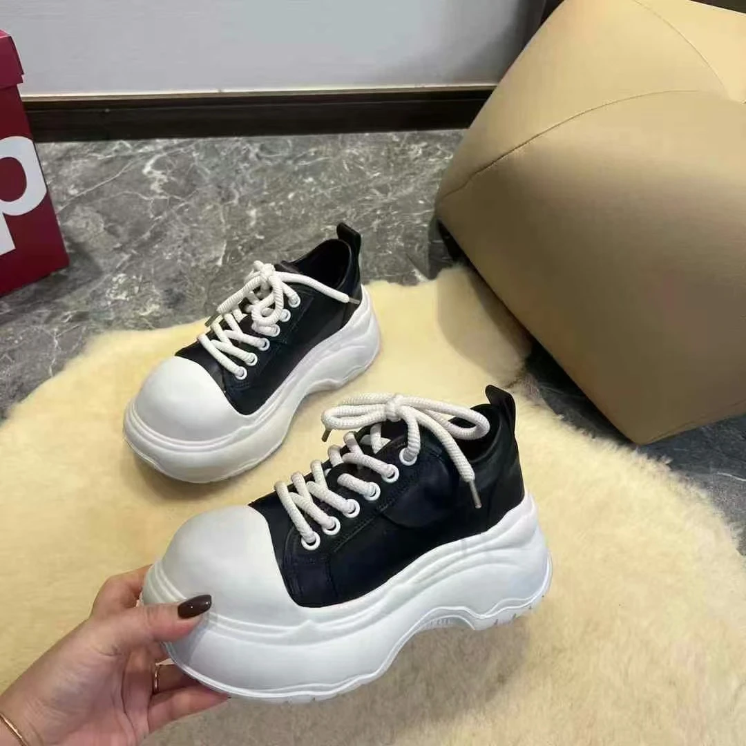 2024冬季爆款松糕厚底增高百搭网红做旧加绒贝壳头高档休闲运动鞋