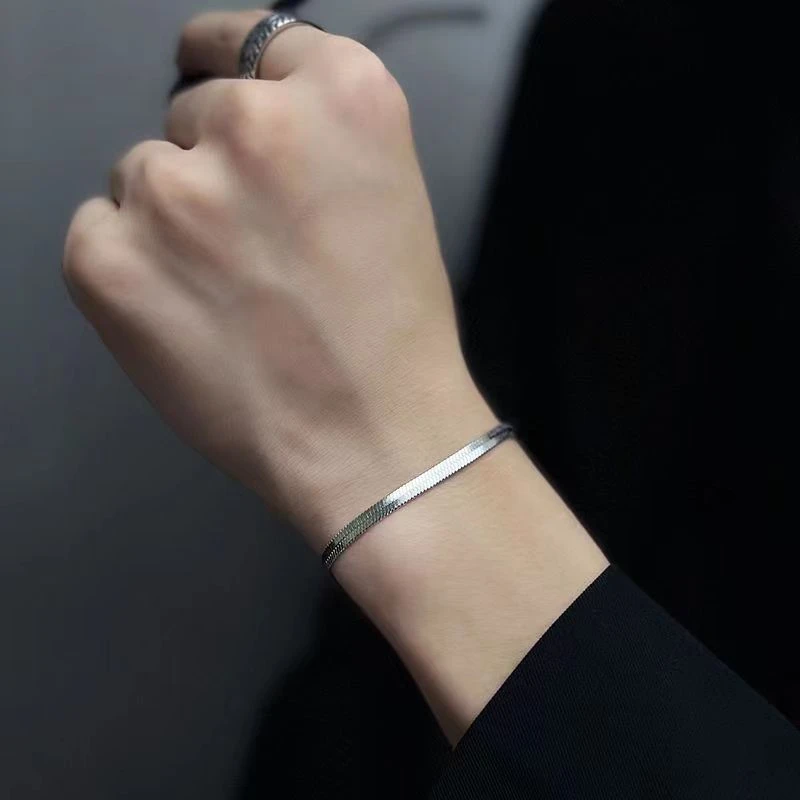 钛钢手链 蛇骨男潮高级感ins小众设计简约冷淡风男士饰品嘻哈手饰