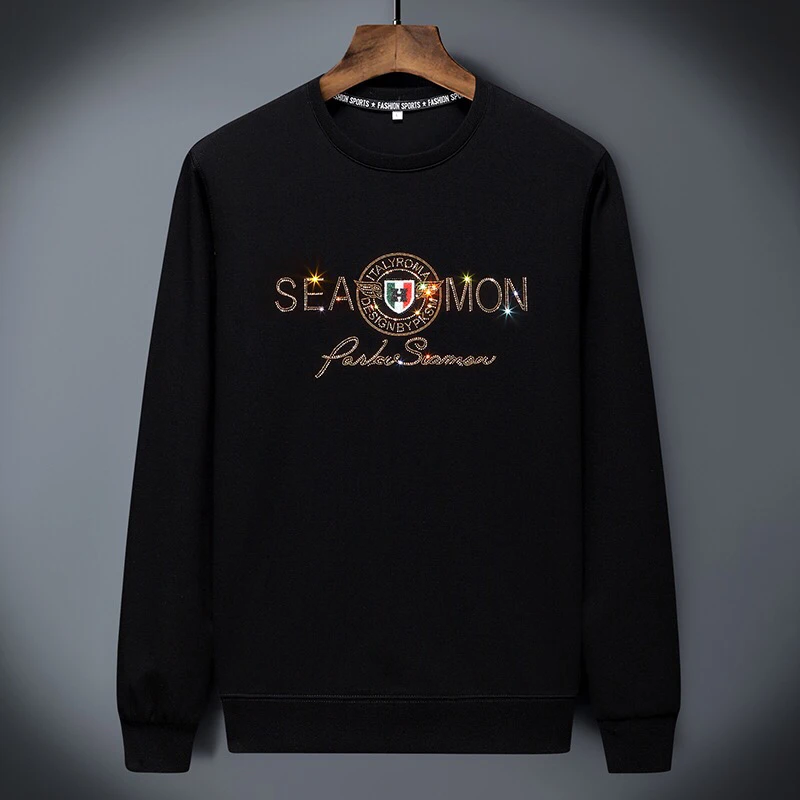 欧洲站2026年长袖男士烫钻T恤潮流男装时尚卫衣潮牌休闲欧货上衣