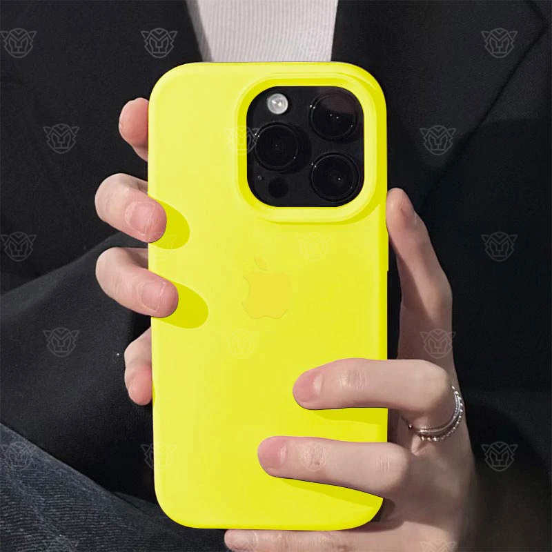 柠檬黄苹果14手机壳液态硅胶iPhone15ProMax优品13/12/11防摔纯色