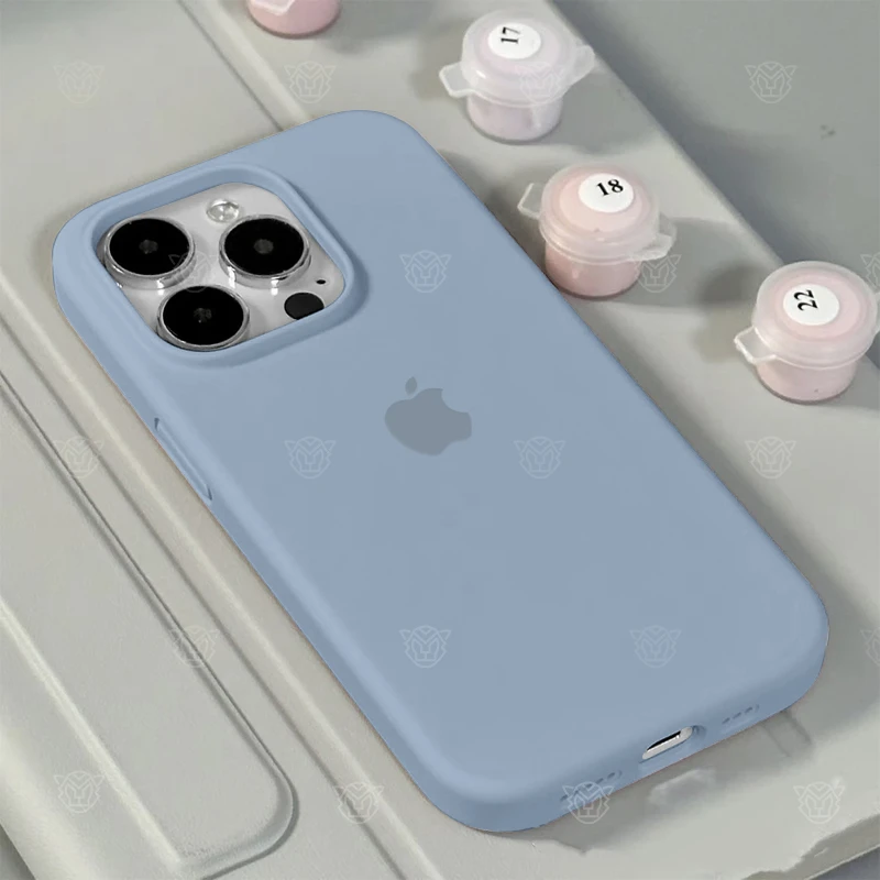 大孔灰蓝iPhone14ProMax液态硅胶苹果15手机壳13/12/11超薄优选