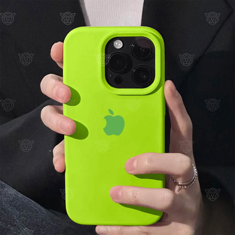 深绿色苹果14手机壳液态硅胶iPhone15ProMax优品13/12/11防摔纯色
