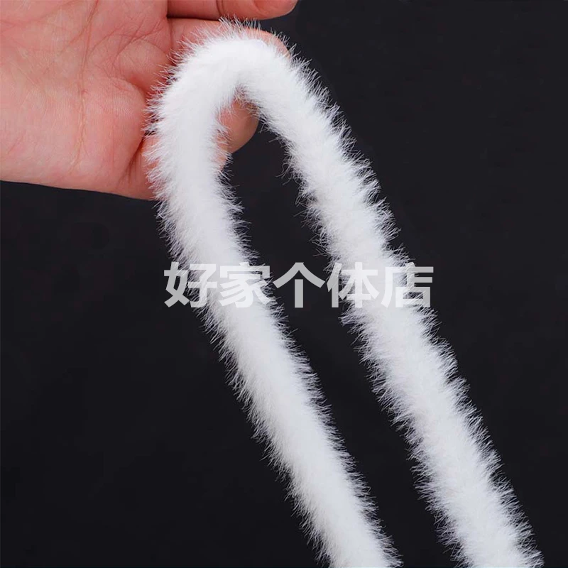 白色仿兔花边DIY材料毛超仙毛绒配饰人造毛花边灯笼材服饰辅料