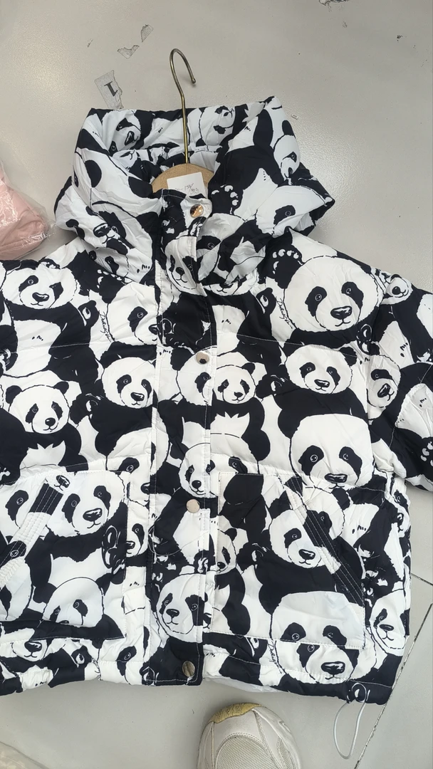 JQ  2024年印花男女童冬款连帽卡通熊猫羽绒服