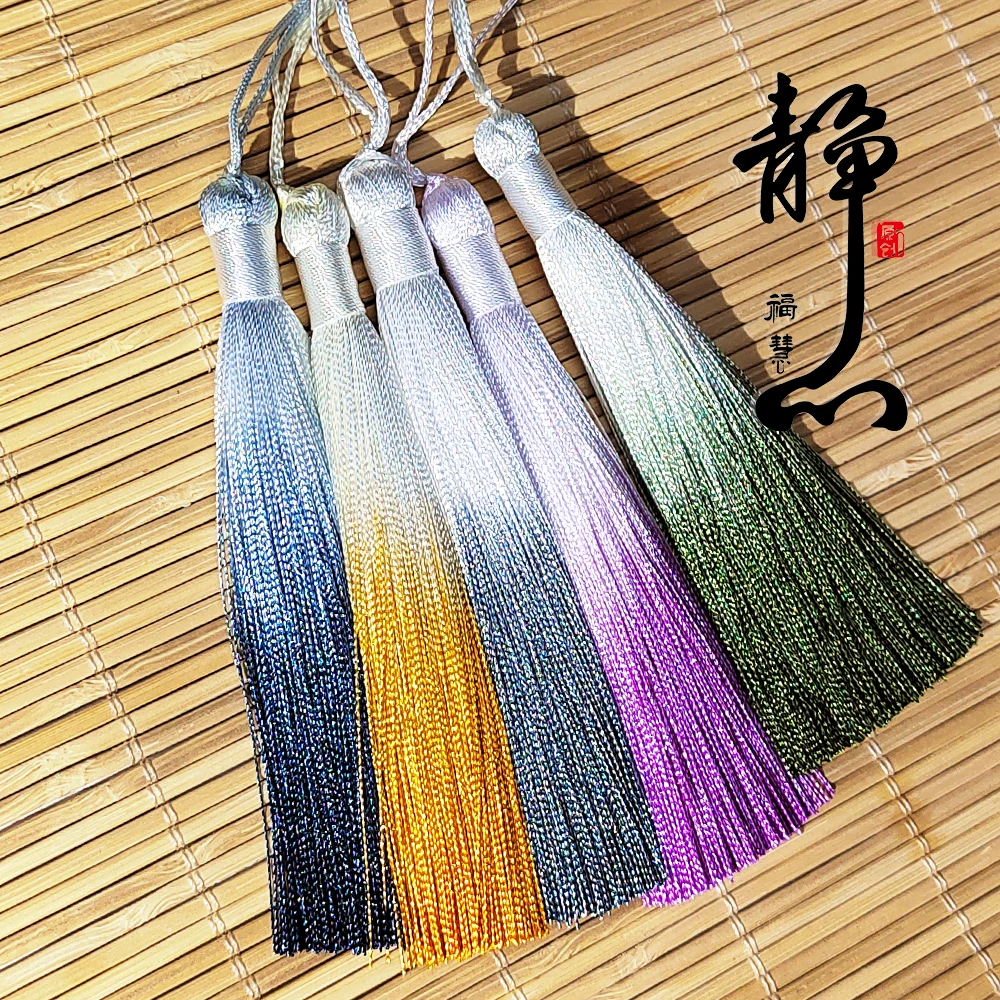 菩提手串跑环手工制作渐变绳系流苏多色菩提配件流苏穗子文玩手持