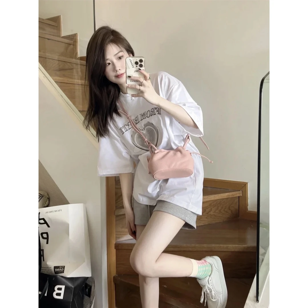 【220克纯棉】2023夏季新款圆领印花短袖棉T恤上衣字母百搭宽松潮