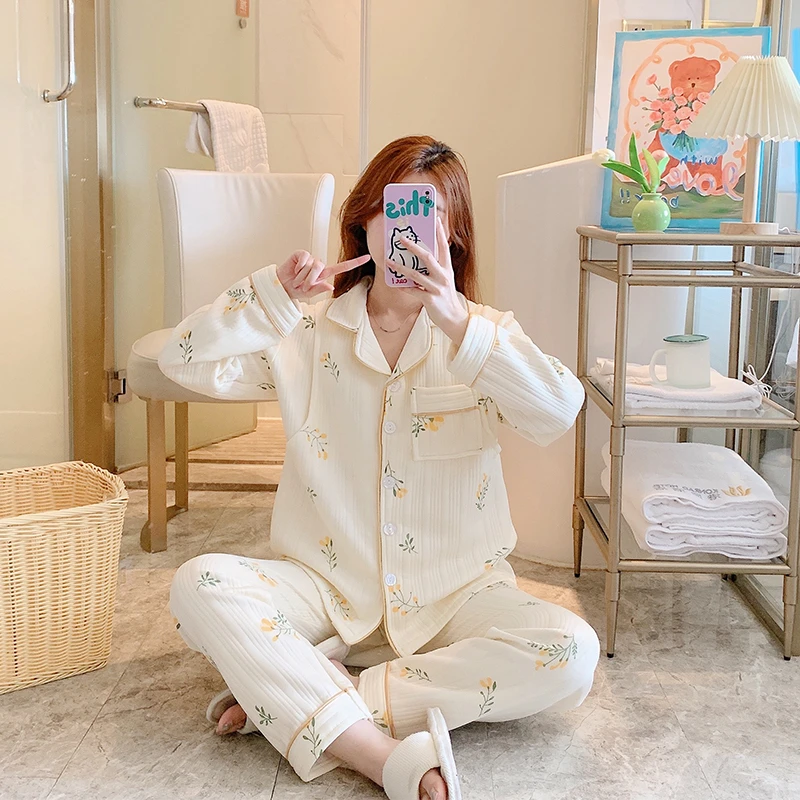 孕妇睡衣女秋冬月子服空气棉产后哺乳期产妇喂奶家居加厚套装冬季