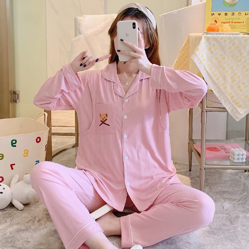月子服春秋夏季薄款5月份4产后6喂奶7哺乳孕妇睡衣怀孕期家居套装