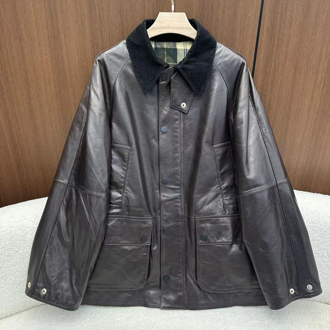 【梦安】冬款保暖巴恩风羊皮鹅绒服